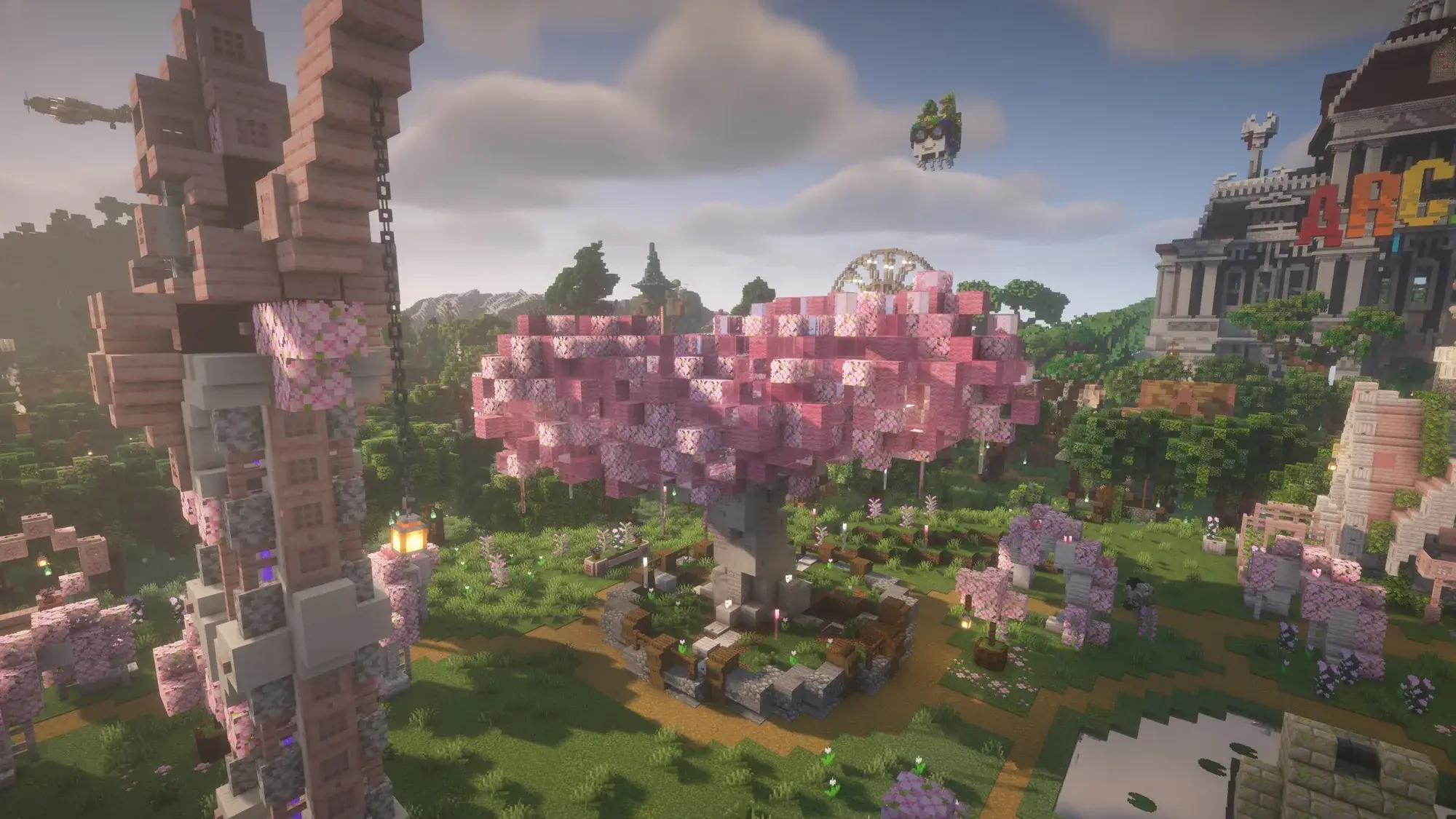 Der Kirschbaum-Park am Spawn neben der Arcade
